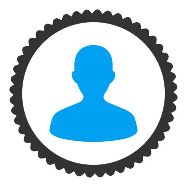 Kullanıcı düz mavi ve gri renkler damga simgesi yuvarlak