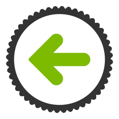 Ok sol düz eko yeşil ve gri renkler damga simgesi yuvarlak