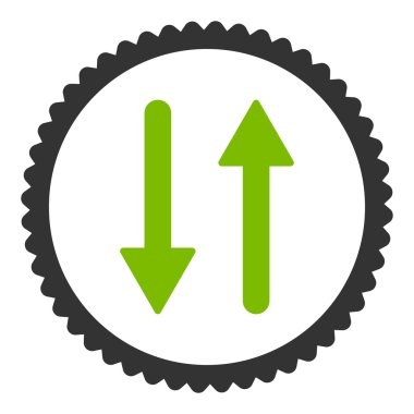 Oklar Exchange dikey düz eko yeşil ve gri renkler damga simgesi yuvarlak