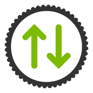 Düz eko yeşil flip ve gri renkler damga simgesi yuvarlak