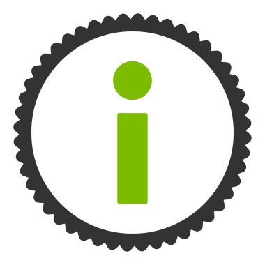 Info düz eko yeşil ve gri renkler damga simgesi yuvarlak