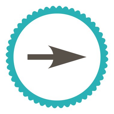 Yuvarlak damga simgesi ok ekseni X düz gri ve mavi renkler