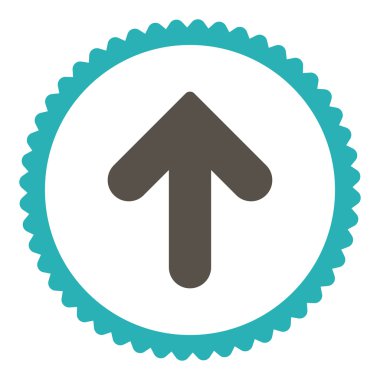 Ok yukarı düz gri ve mavi yuvarlak damga simge renk