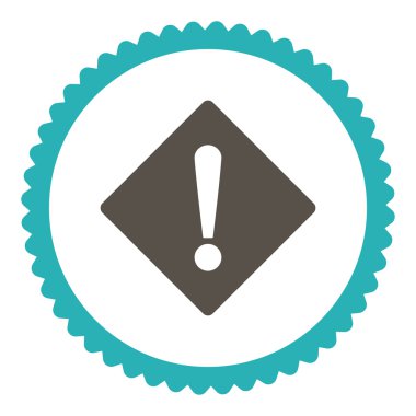 Yuvarlak damga simgesi hata düz gri ve mavi renkler