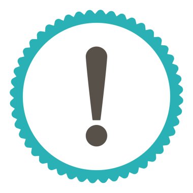 Ünlem işareti gri ve mavi renkler damga simgesi yuvarlak düz