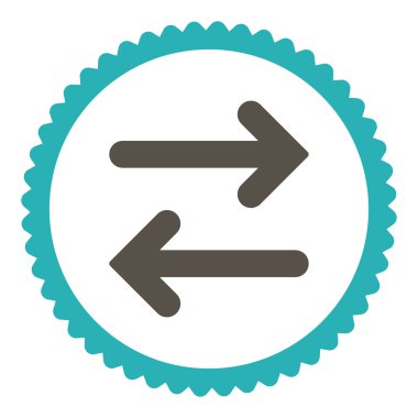 Yatay düz gri flip ve mavi renkler damga simgesi yuvarlak