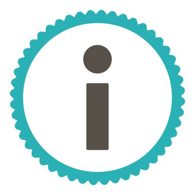 Yuvarlak damga simgesi bilgi düz gri ve mavi renkler