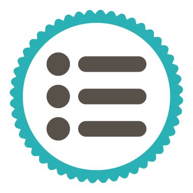 Öğeleri düz gri ve mavi renkler damga simgesi yuvarlak