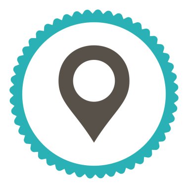 Yuvarlak damga simge harita işareti düz gri ve mavi renkler