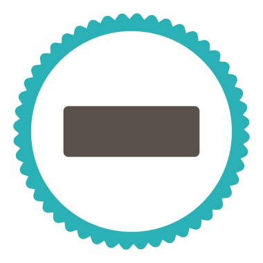 Yuvarlak damga simgesi eksi düz gri ve mavi renkler