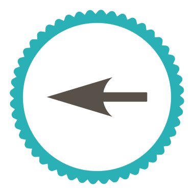 Yuvarlak damga simge keskin sol ok düz gri ve mavi renkler