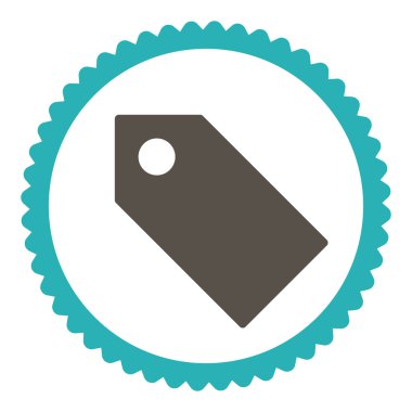 Yuvarlak damga simge etiketi düz gri ve mavi renkler