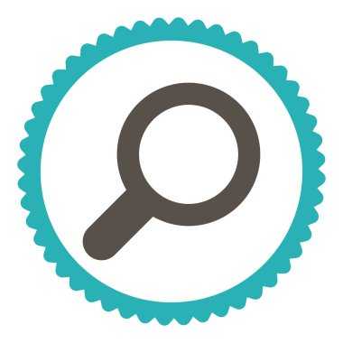 Yuvarlak damga simge görünümü düz gri ve mavi renkler