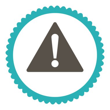 Yuvarlak damga simgesi uyarı düz gri ve mavi renkler