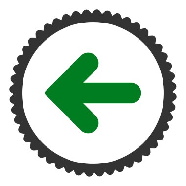 Ok sol düz yeşil ve gri renkler damga simgesi yuvarlak