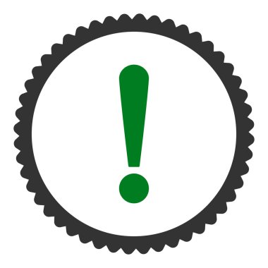 Ünlem işareti yeşil ve gri renkler damga simgesi yuvarlak düz