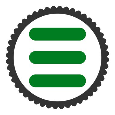 Yuvarlak damga simgesi yığın düz yeşil ve gri renkler