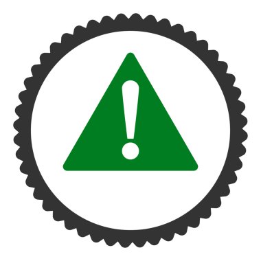 Uyarı düz yeşil ve gri renkler damga simgesi yuvarlak