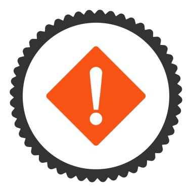 Yuvarlak damga simgesi hata düz turuncu ve gri renkler