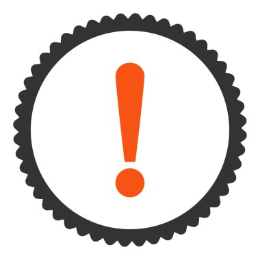 Ünlem işareti turuncu ve gri renkler damga simgesi yuvarlak düz