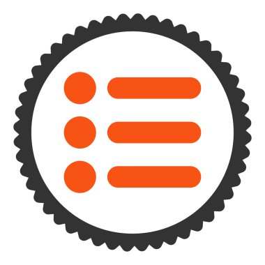 Öğeleri turuncu ve gri renkler damga simgesi yuvarlak düz