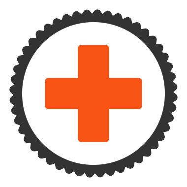 Ve pul simgesi yuvarlak düz turuncu ve gri renkleri