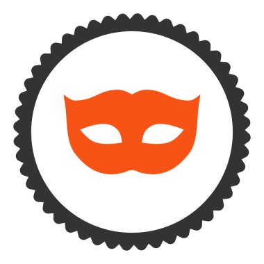 Yuvarlak damga simgesi gizlilik maskesi düz turuncu ve gri renkler