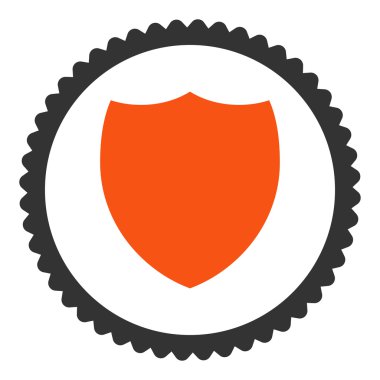 Yuvarlak damga simgesi kalkan düz turuncu ve gri renkler