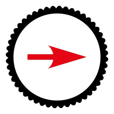 Yuvarlak damga simgesi ok ekseni X düz yoğun kırmızı ve siyah renk