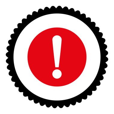 Sorun düz yoğun kırmızı ve siyah renkler damga simgesi yuvarlak