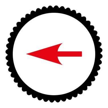 Yuvarlak damga simge keskin sol ok düz yoğun kırmızı ve siyah renk