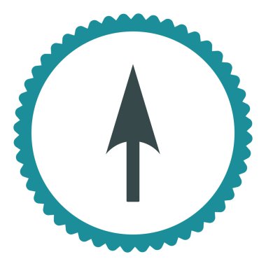 Ok eksen Y düz yumuşak mavi renkler damga simgesi yuvarlak