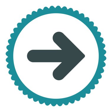 Ok sağ düz yumuşak mavi renkler damga simgesi yuvarlak