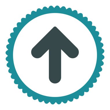 Ok yukarı düz yumuşak mavi renkler damga simgesi yuvarlak