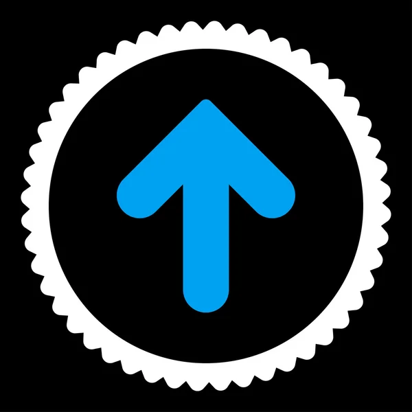 Pfeil nach oben flache blaue und weiße Farben rundes Stempelsymbol — Stockfoto