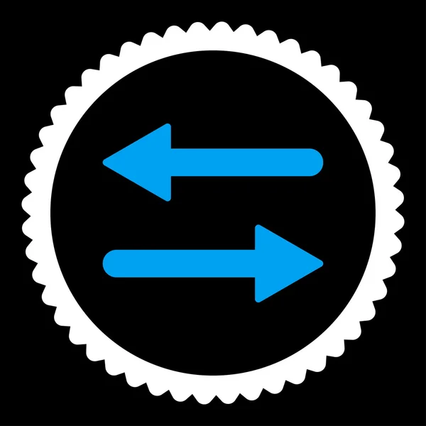 Pijlen Exchange plat blauwe en witte kleuren ronde stempel pictogram — Stockfoto