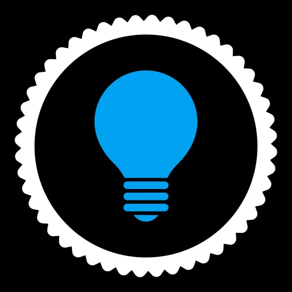 Lampadina elettrica piatta blu e bianco colori icona timbro rotondo — Foto Stock
