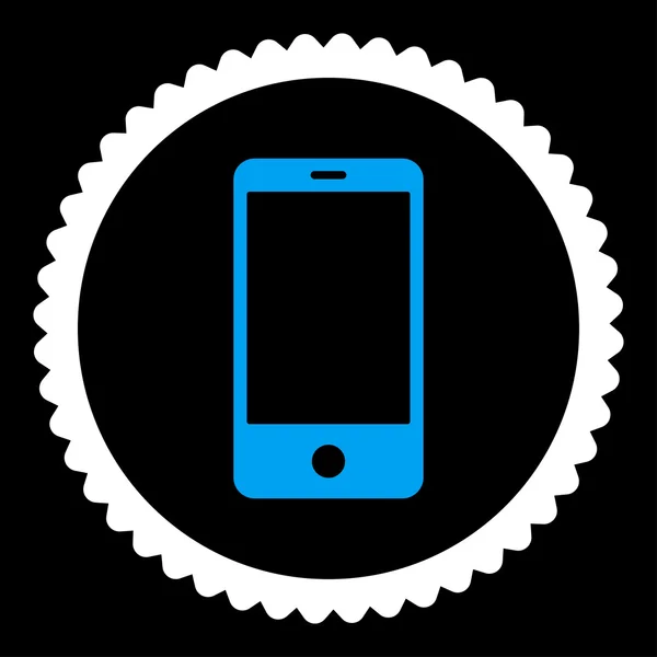 Smartphone plana azul y blanco colores ronda sello icono — Foto de Stock