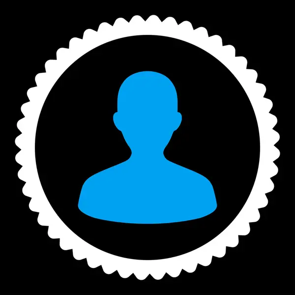 Utilisateur plat bleu et blanc couleurs rond timbre icône — Photo