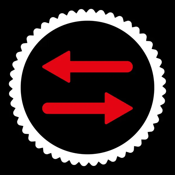 Стрелки Обмен плоскими красными и белыми цветами вокруг значка марки — стоковое фото