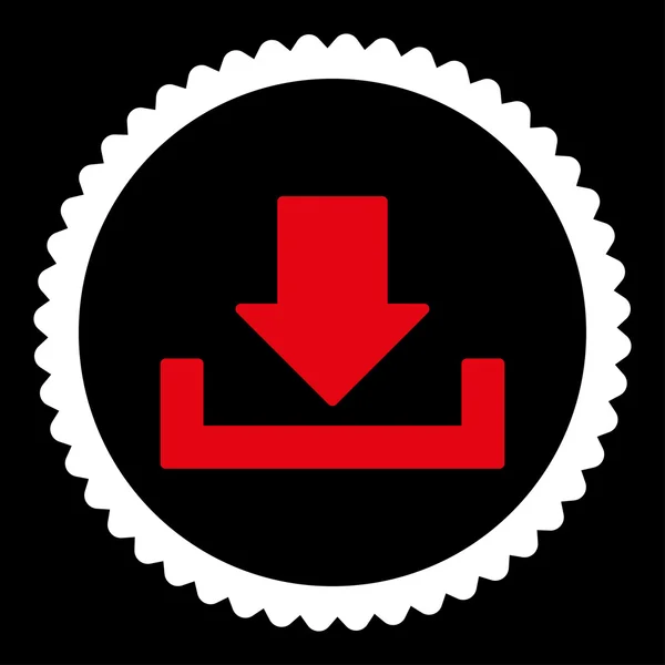 Télécharger l'icône de timbre rond de couleurs rouges et blanches plates — Photo