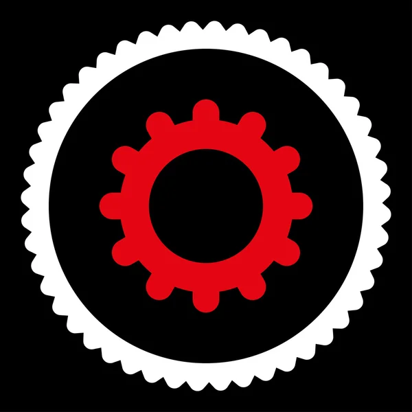 Gear flat red and white colors round stamp icon — Stock Photo, Image