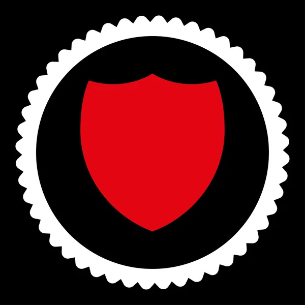 쉴드 평면 빨간색과 흰색 색상 라운드 스탬프 아이콘 — 스톡 사진