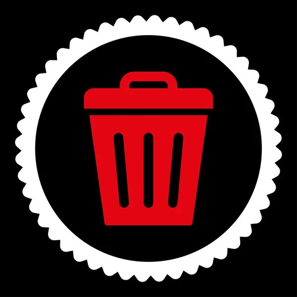 Lixo lata plana vermelho e branco cores redondo selo ícone — Fotografia de Stock