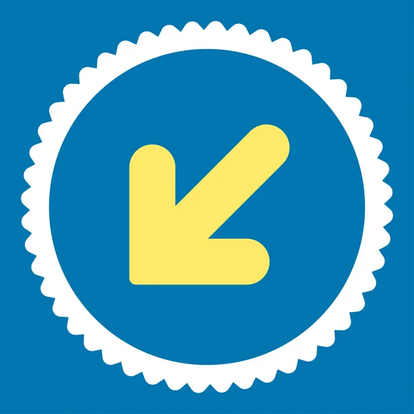Pfeil nach links flache gelbe und weiße Farben rundes Stempelsymbol — Stockfoto