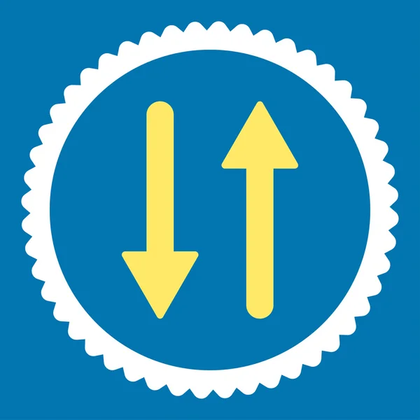화살표 Exchange 수직 평면 노란색과 흰색 색상 라운드 스탬프 아이콘 — 스톡 사진