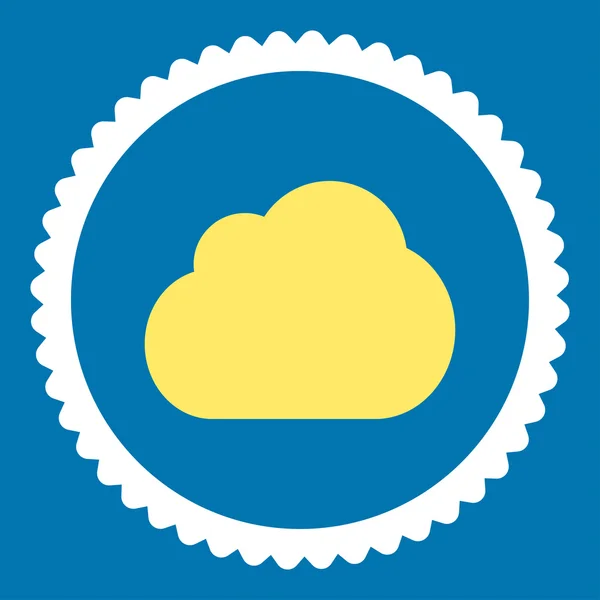 Nube plana de color amarillo y blanco icono de sello redondo — Foto de Stock