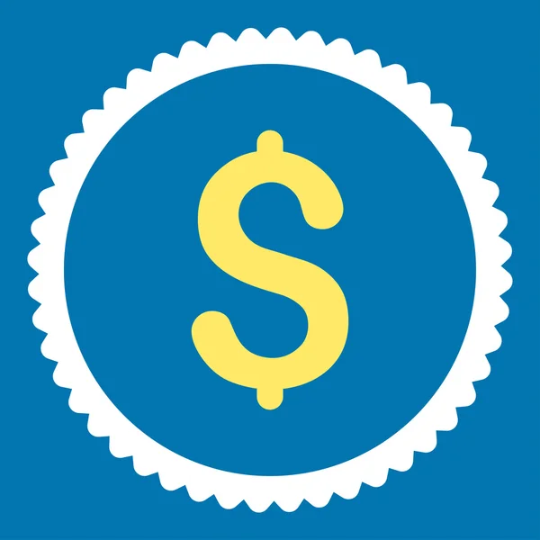 Dólar plano amarillo y blanco colores redondo sello icono —  Fotos de Stock
