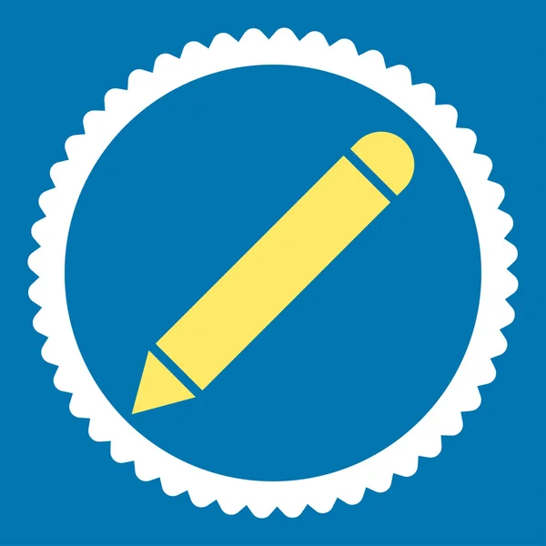 Pencil flat yellow and white colors round stamp icon — Stock Photo, Image