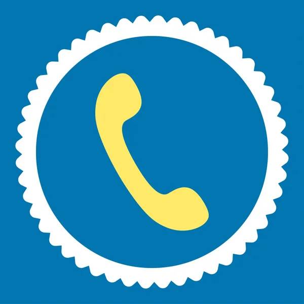 Teléfono plano amarillo y blanco colores redondo sello icono —  Fotos de Stock